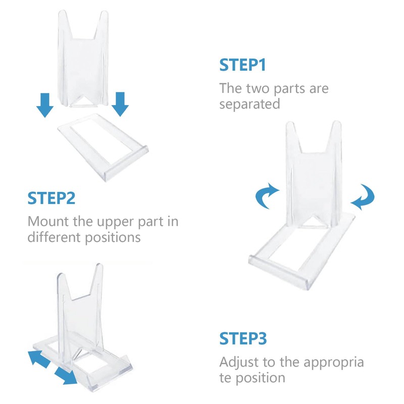 YUESIKJ Pack of 10 Acrylic Stands, Plastic Plate Stands, Adjustable
