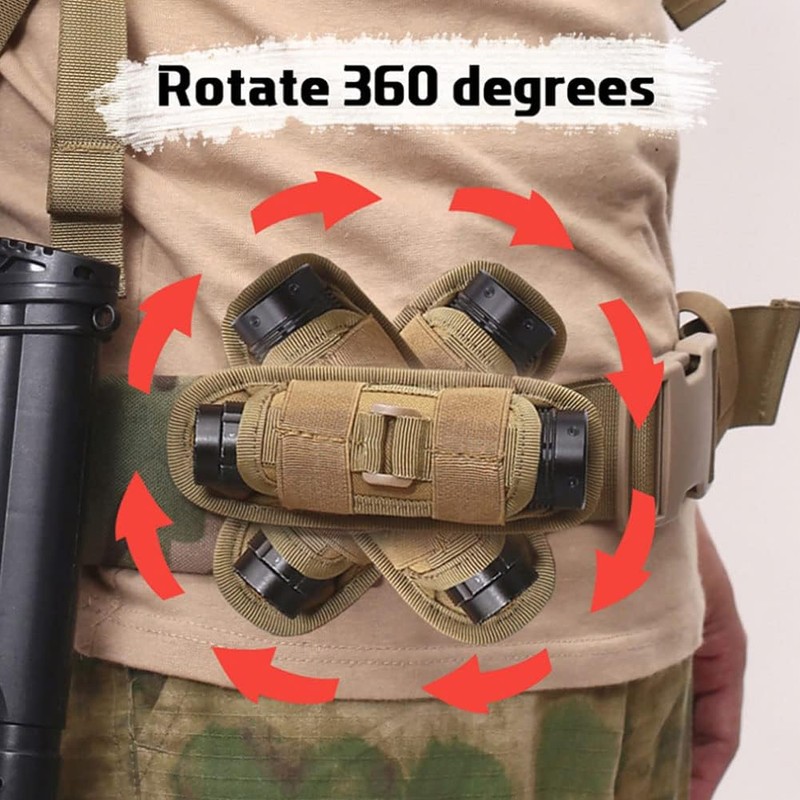 LINXGR Tactical Flashlight Pouch with Rotating Clip Fits 1.2-1.5 Inch