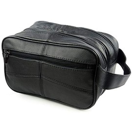 Oakridge Leather Mens Cowhide Leather Wash Bag Black