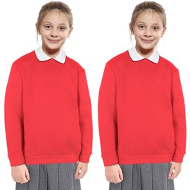 A2Z 4 Kids Girls Boys Unisex Club Scouts School Uniform - UF Jumper Red 2 Pack 11-12