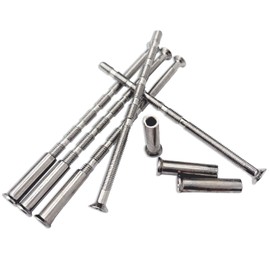 UTXN Pack of 12 M3 Door Handle Fixing Screws and Sleeves, Door Handle Through Fasteners, Universal M3 Screw Connection Screws and Sleeves, Internal Door Handle Screws for Doors (Silver)