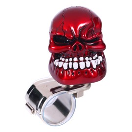 Bashineng Skull Steering Wheel Knob Power Handle Suicide Spinner Universal Fit Most Vehicles Cars Trucks Tractors Mowers Forklifts Boat Golf Carts (Red)
