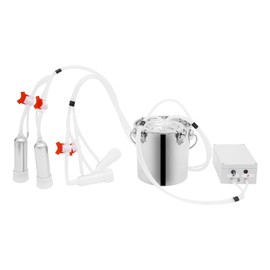 Electric Cow Milking Machine, 10L Pulsation Vacuum Pump Milker Portable Milking Machine Adjustable Pressure with Milk Bucket Brush and Milk Tube Brush for Cows Goats and is Appropriate (5L)