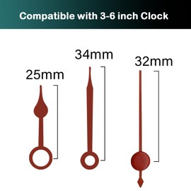 WinTaim Quiet watch mechanism and fashionable clock hands for a quiet ambience, let your creativity run wild (total length of the bar 14.5 mm, hand D)
