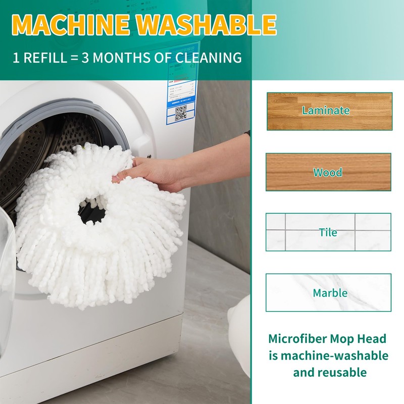 Stainless Steel Spin Mop and Bucket with Wringer Set, 360°