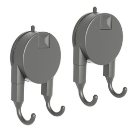 Geobella Strong Suction Cup Hooks for Shower, Bathroom, Kitchen, Heavy Duty Waterproof Holders for Robe, Towel, Kitchen Utensils, Removable Wall Mounted Hooks for Tile, Glass, Mirror (2 Pack-Gunmetal)