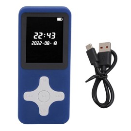 MP3 Player Bluetooth 5.0 1.77in LCD Screen Portable HiFi Music Player with FM Radio Recorder Alarm Clock Electronic Book Dark Blue with 16GB Memory Card