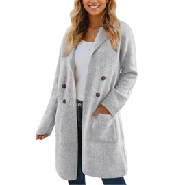 VIMPUNEC Fall Long Cardigan Sweaters for Women Trendy Open Front Coats Knit Winter Jackets Coatigan White XL
