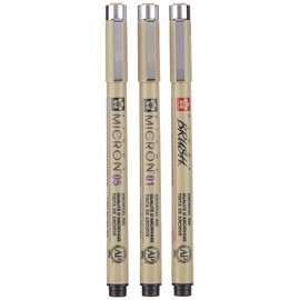 SAKURA Pigma micron 3 01/05 + brush Black