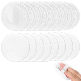 18 Pieces Loose Powder Puff, Soft Velour Setting Powder Puffs Round Washable Makeup Sponge Applicator Blending Foundation Cream Make Up Compact Pads (White)