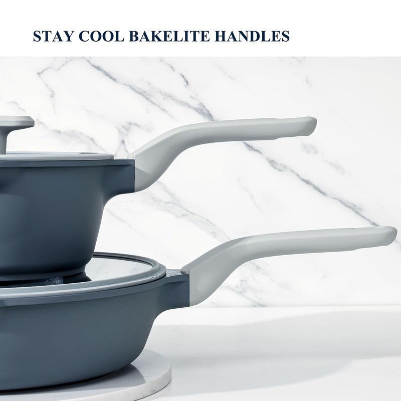 PRICUSIS Nonstick Saucepan Set with Lids, 2QT and 2.7QT Ceramic