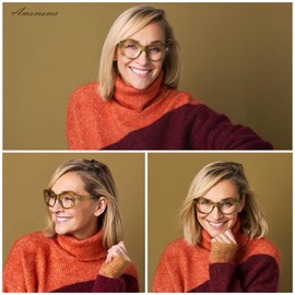 AMOMOMA Oversized Cat Eye Women Readers,Square Reading Glasses for Womens AM6149 C1+C2+C5 0.0