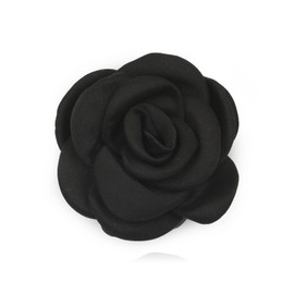 Elegant Satin Fabric Rose Flower Brooches Pins for Women Dainty Silk Camellia Flower Brooches Lapel Pins Colorful Flower Brooches Pin for Women Wedding Party Prom Dress Jewerly 2024 (black)