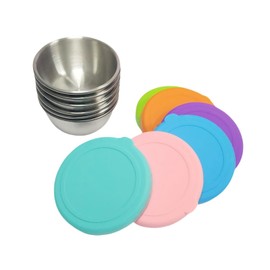 AiFunT 6pcs 2.4 Oz Stainless Steel Condiment Containers With Lids, Reusable Leak Proof Dressing Containers With Lids, Sauce Containers For Lunch Box 70ml, 40ml Set (Small)