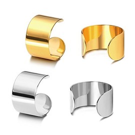 KARAY Assorted High Polished Stainless Steel Punk Rock Ear Cuff Non-Piercing Clip on Cartilage Tragus Earrings (2 Pairs (Silver+Gold))