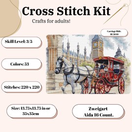 Luca-S Kit de punto de cruz, BU5040, kit de punto de cruz contado para adultos, kit de bordado y bordado