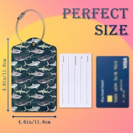 Luggage Tags for suitcases,2 Pack Cute Shark Luggage Tag,Leather Stainless Steel Loop Label Tag for Women Men Girls Travel Bag Suitcase