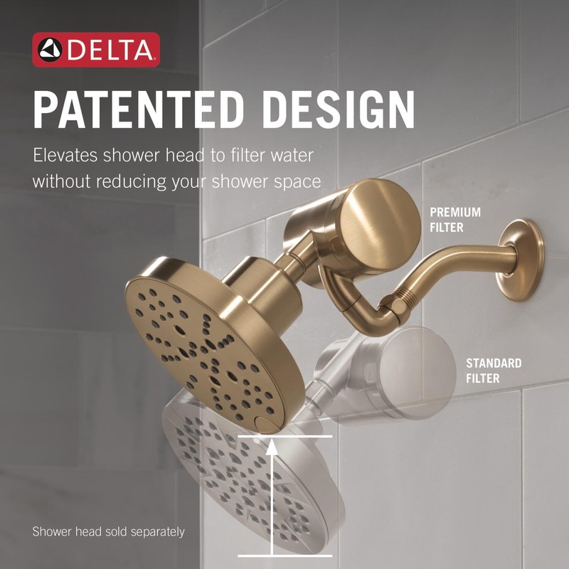 Delta Clarifi Brushed Gold Premium Shower Filter Attachment Removes Chlorine