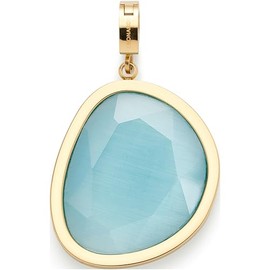 Jewels by Leonardo Pendant Clip & Mix Bonny • Necklace Pendant Made of Gold-Coloured Stainless Steel • Catseye in Crystal Clear Turquoise • Jewellery Gift for Women • 024948, Stainless Steel, No