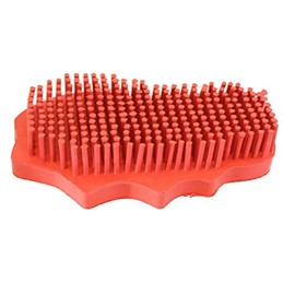 Grewal Equestrian Snuggy Groomer Soft Teeth Rubber Groomer Curry (Orange)
