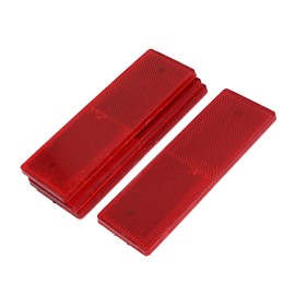 A ABSOPRO Car Reflector Sticker Rectangle No-Hole Exterior Decal Red(Set of 2)