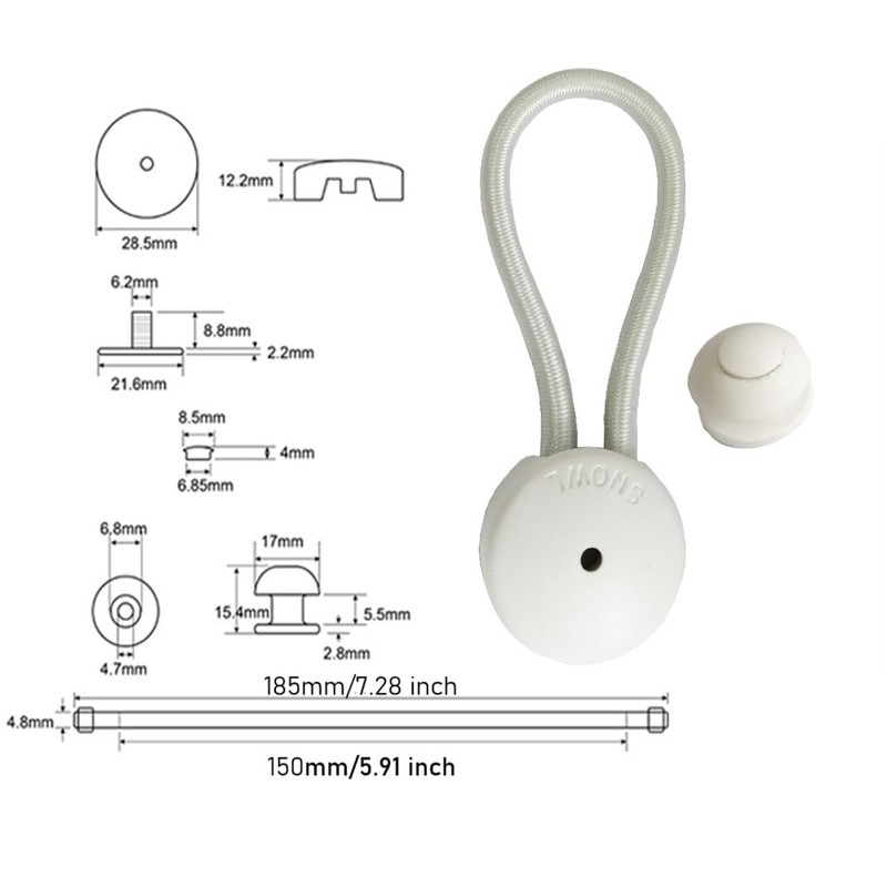 UP100 10 Sets Bungee Shock Cord Clip with Knobs Pull