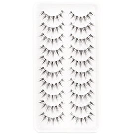 EMEDA Manga Eyelashes, 10 Pairs, Anime False Eyelashes, Transparent Band, Manga Lashes, Japanese Manga Eyelashes for Cosplay, Fake Anime Eyelashes (EM 05)