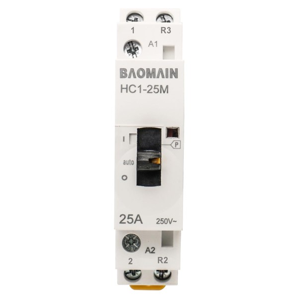 Baomain Manual Household AC Contactor 220VAC 25A 2 Pole 1NO1NC