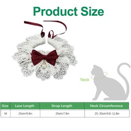 Liahelianx Breathable Adjustable Cat Dog Bandana Collar with Cute Bow- Soft Lace Bib Scarf for Small Medium Pets,Durable Washable Pet Accessories for Birthdays,Weddings&Photo Shoots (Pink)