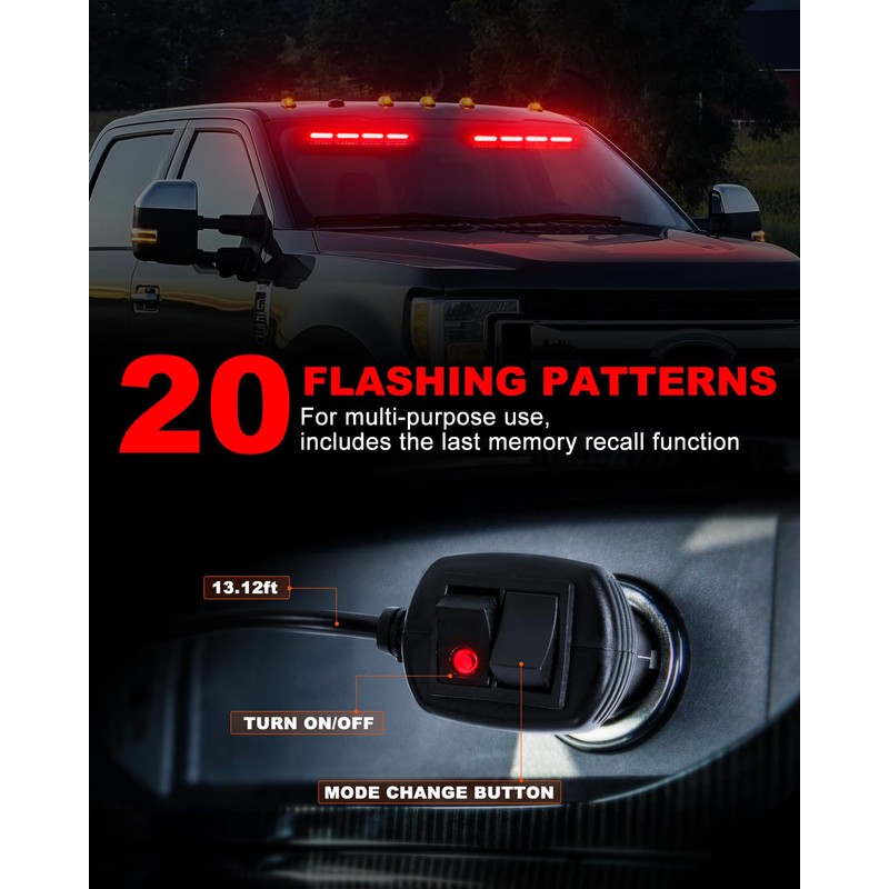 HLauto 6Z4J Emergency Dash Strobe Lights: 2x16.8 inch Red Safety