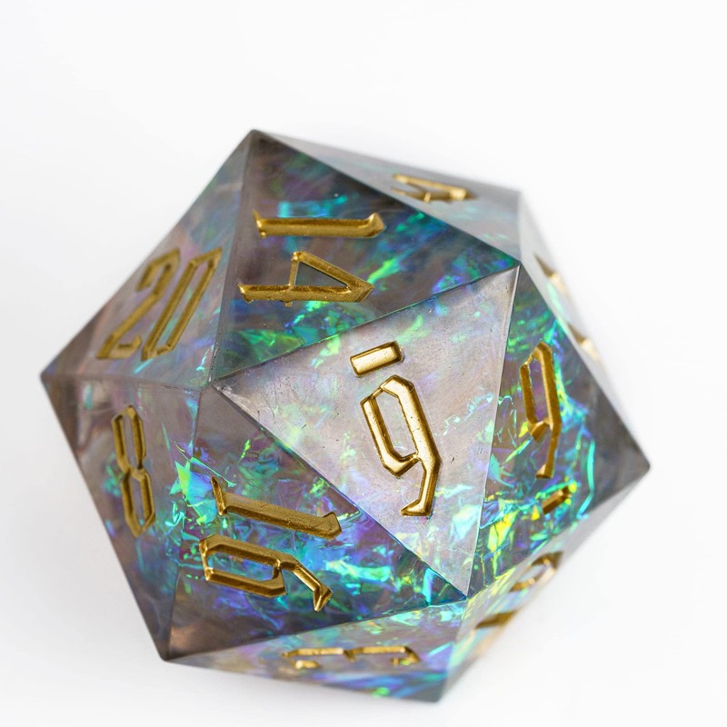 Cusdie 33MM D20 DND Dice with Sharp Edges and Glitter
