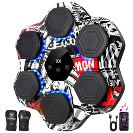 Music Boxing Machine, Smart Bluetooth Boxing Machine with Gloves, Wall Mounted Electronic Punching Machine for Adults Kids, 9 Modes 9 Speeds, LED Counting for Home Gym, Stress Relief Gift