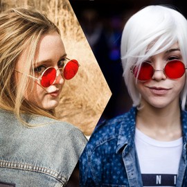 Joopin Vintage Lennon Glasses Mens Round Sunglasses Mens with UV400 Protection Metal Frame Retro Circle Sunglasses for Women and Men (Gold Frame Red Lens)