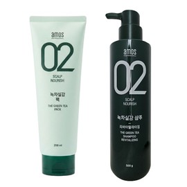 Amos Green Tea Real Revitalizing Hair Loss Shampoo Refreshing oily shampoo 500g, 1 pack + 1 green tea realistic pack / 아모스 녹차실감 리바이탈라이징 탈모샴푸 산뜻한 지성샴푸 500g, 1개+녹차실감 팩 1개
