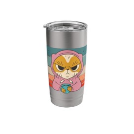 Cat Grumpy Coffee Kitty Morning Whiskers Grouch Sweet Stainless Steel Insulated Tumbler