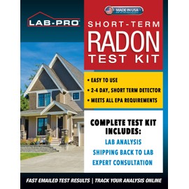 LABPRO Short-Term Radon Test Kit for Home, EPA Certified Radon Detection - Includes 1 Detector for Quick Radon Assessment - Lab Analysis & Return Mailer Included - Prompt & Dependable Radon Testing | LABPRO