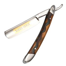 Naked Armor Meliant Straight Razor - Shave Ready Japanese Stainless Steel Straight Razors for Men with Olive Wood Scale, Case Included, Close Shave