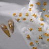 Yellow White Flower Nail Art Stickers 5D Embossed Self Adhesive