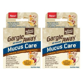 Nature's Jeannie Gargle Away All Natural Mucus Care - Soothing Mucus, Cough and Postnasal Drip - 12 Count - 6 Powder Packets -2 Pack - Ginger Lemon Flavor