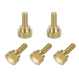 sourcing map 5Pcs Brass Knurled Thumb Screws, M4x10mm Shoulder Bolts Stepped Grip Knobs Fasteners Solid Brass Diamond Knurled Thumb Screws Knobs for Electronic, Mechanical