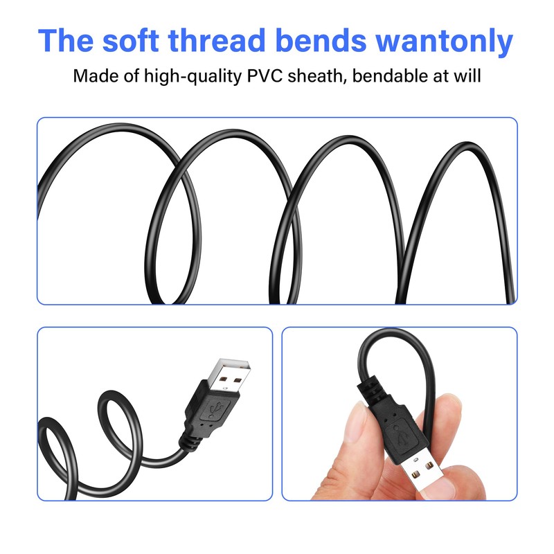 PNGKNYOCN 30cm USB DIY Pigtail Cable, 22AWG 5V/3A USB A