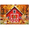 YCUCUEI 7x5ft Fall Red Barn Backdrop Autumn Forest Maple Leaves