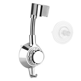 Hand Shower Holder, 360° Adjustable Shower Holder, Universal Shower Head Holder, No Drilling, Strong Paste Shower Holder, Wall Mount, Shower Holder for Shower, Bathroom, Chrome-Plated