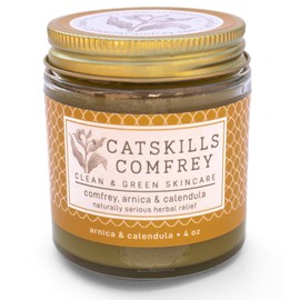 Catskills Comfrey, Arnica & Calendula (4oz) — 3 in 1 Comfrey Salve for Bone Healing Organic — Comfrey Oil Cream, Only 4 Natural Ingredients — Home-grown & Home-made, Multi-use Natural Skincare
