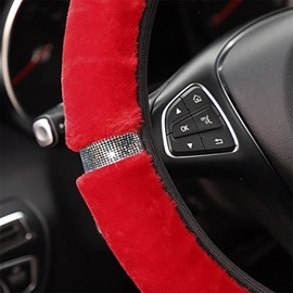 Duories Glitter Steering Wheel Cover, Universal Bling Steering Wheel Cover, Plush Winter Steering Wheel Cover, Telescopic Steering Wheel Cover, Soft Comfortable Steering Wheel Protector, Car