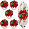 WHIXMSY Christmas Napkin Rings Set of 6 Golden Pinecone Napkin