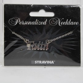 Stravina FAITH NEW Name Silvertone Rhinestone 14.5" w 4.5" Multi Ring Ext Necklace
