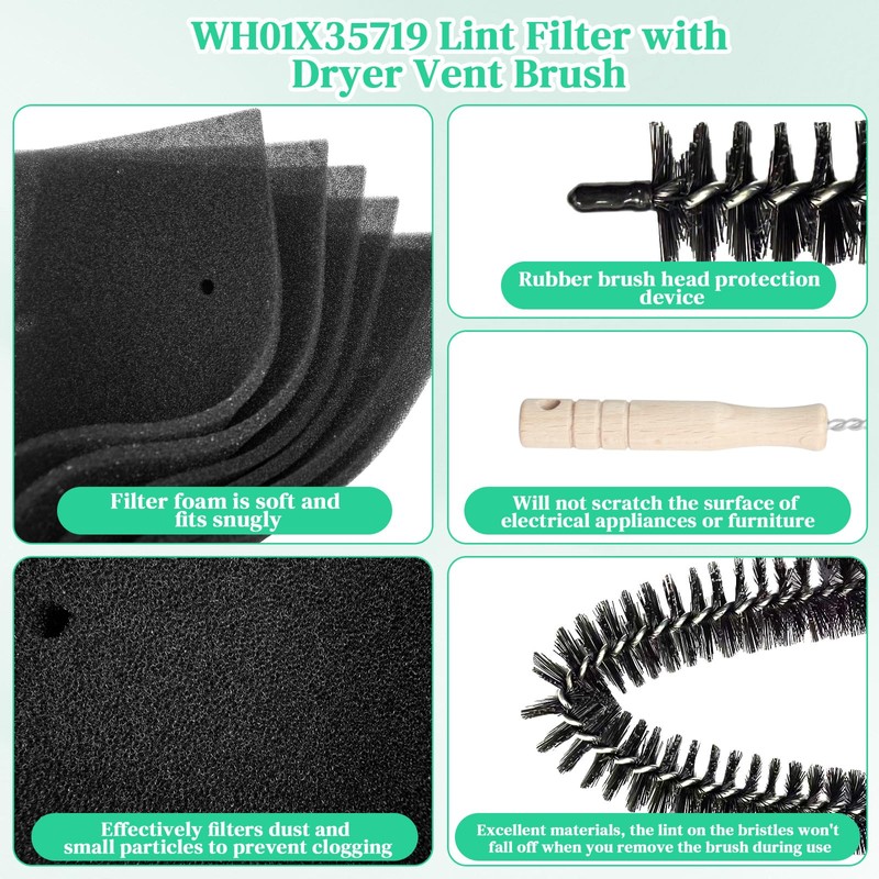 Sthovd WH01X35719 Lint Filter with Dryer Vent Brush Replacement for