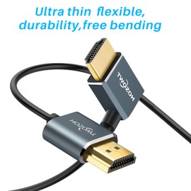 Twozoh Flexible HDMI to HDMI Cable Right Angled 90° 0.3M, Ultra Thin and Slim HDMI Cord Support 3D/4K@60Hz