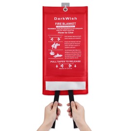 DarkWish Premium Fire Blanket for Home, Kitchen, Car, BBQ & Camping - Quick Unfolding, Fiberglass Protection, Reusable - Ideal for Emergency Fire Safety(40x40inch)